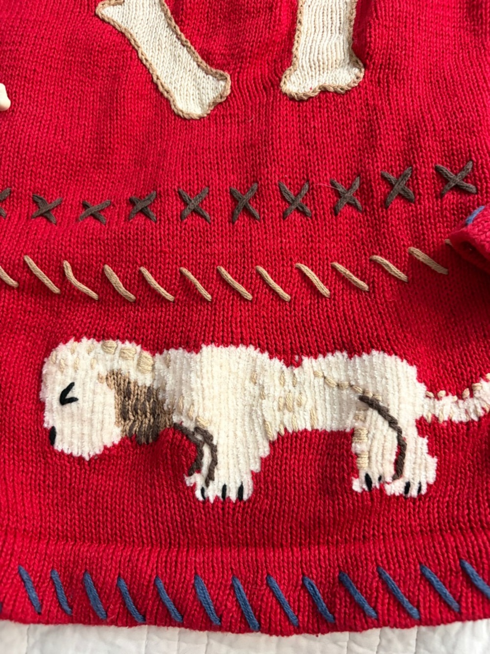 Tribeca Vintage Novelty Red Embroidered Dog Cardigan - Picture 7 of 10